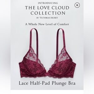 Victoria’s Secret Love Cloud Lightly Lined Plunge Bra size 34D SOLD OUT ONLINE